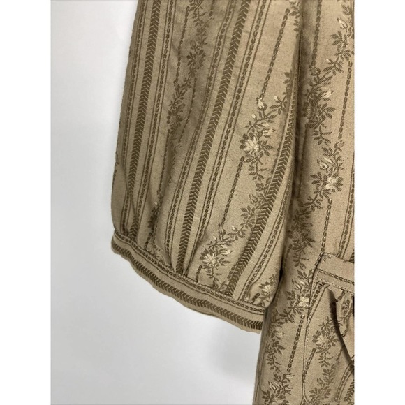 J. Jill Women's Large Green Blazer Jacket Floral Print Button-Front Cotton Light - Picture 4 of 9